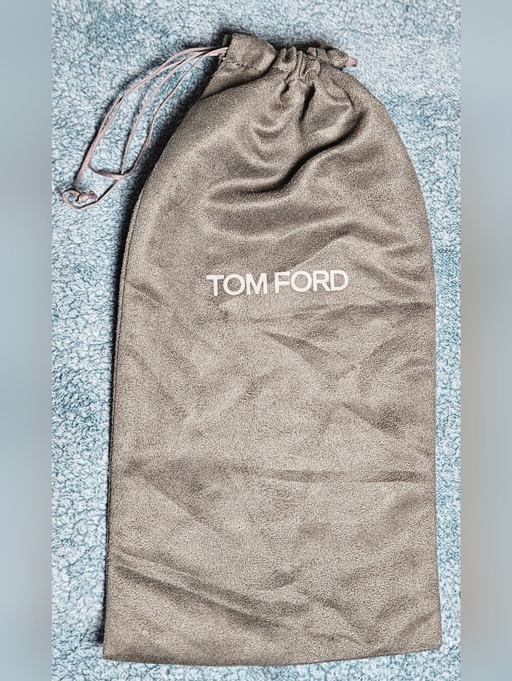Authentic Tom Ford Dark Gray Soft Suede Cotton Drawstring Dust Bag Jewelry Pouch